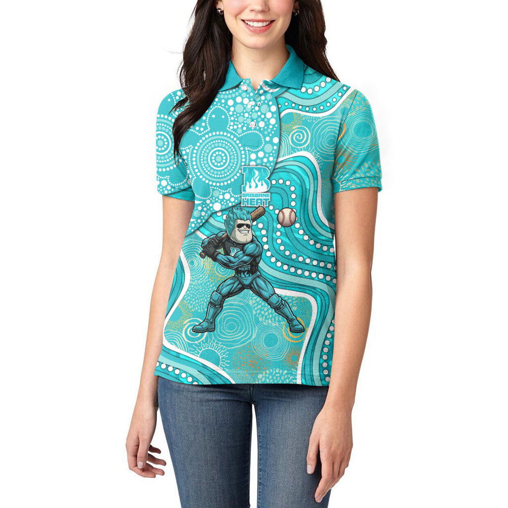 Brisbane Heat Women Polo Shirt Indigenous Dot Art Superhero Batter Tribal Pattern
