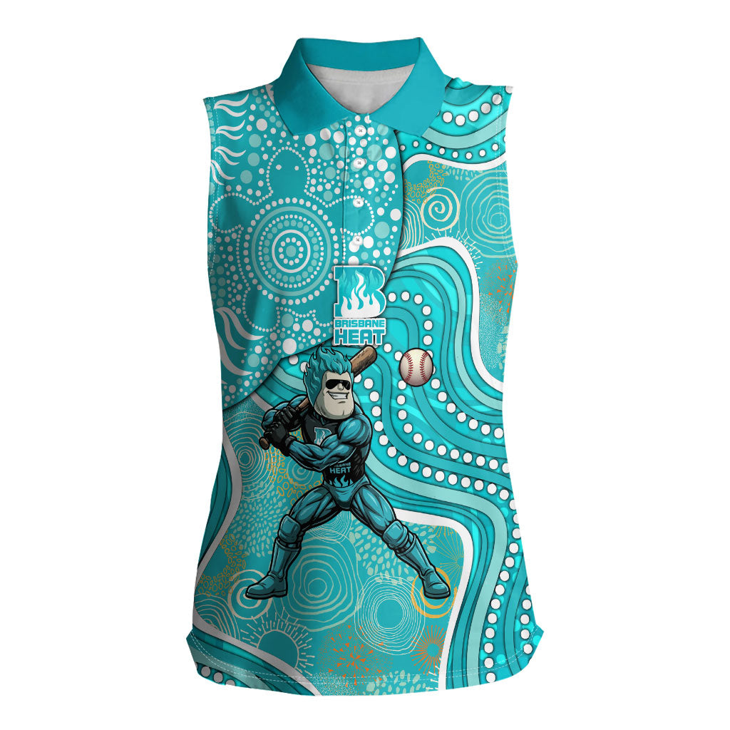 Brisbane Heat Women Sleeveless Polo Shirt Indigenous Dot Art Superhero Batter Tribal Pattern