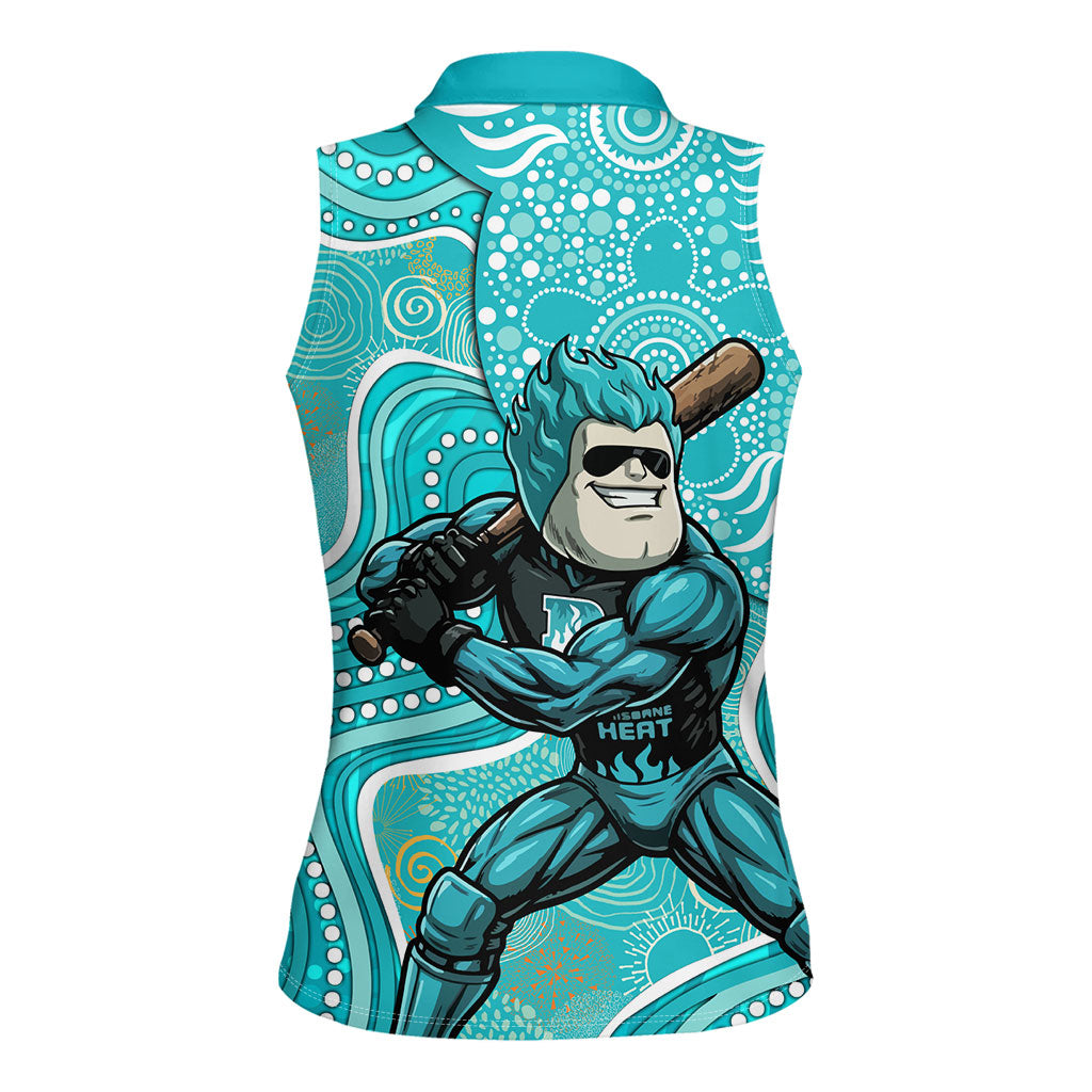 Brisbane Heat Women Sleeveless Polo Shirt Indigenous Dot Art Superhero Batter Tribal Pattern