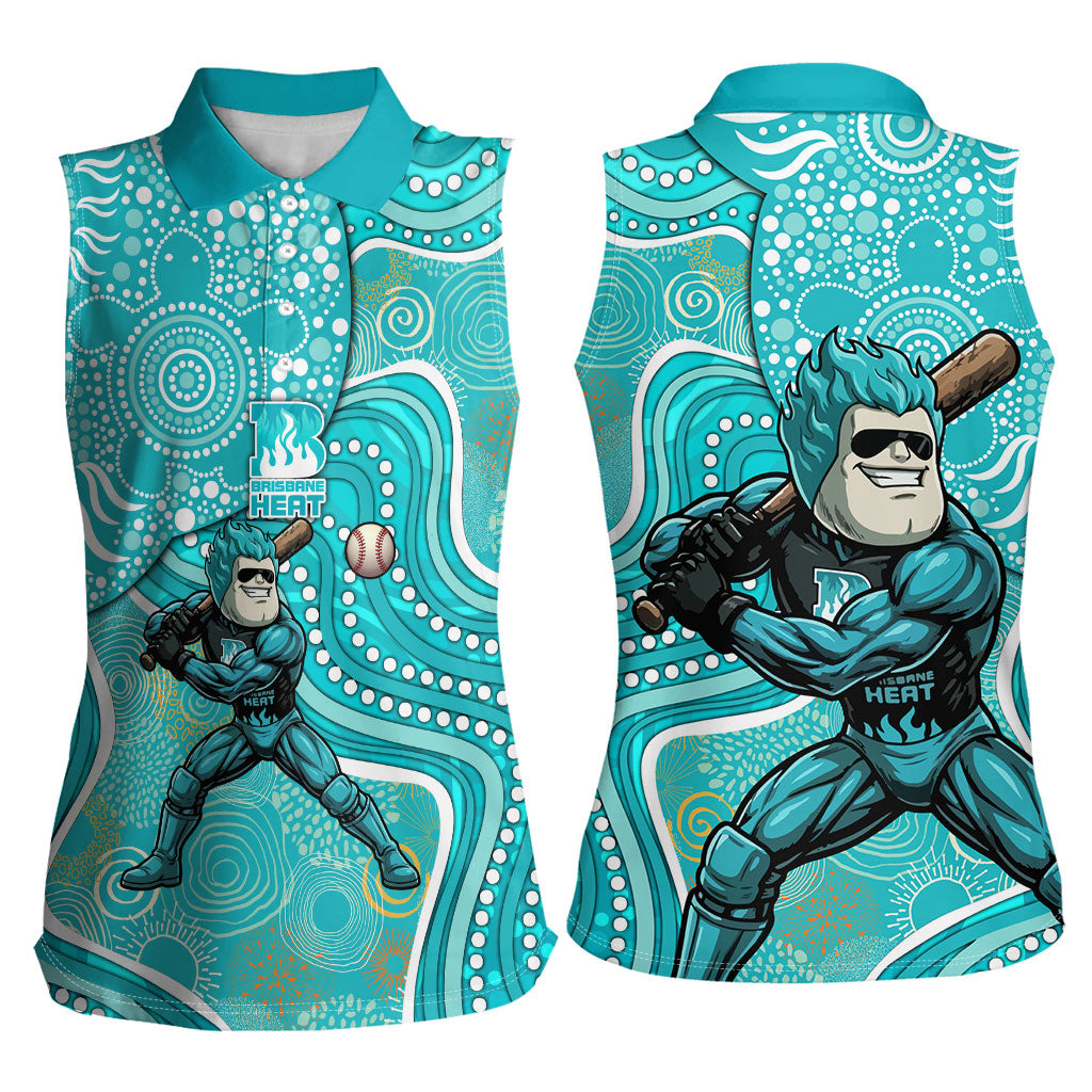Brisbane Heat Women Sleeveless Polo Shirt Indigenous Dot Art Superhero Batter Tribal Pattern