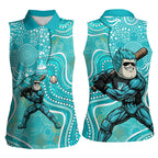 Brisbane Heat Women Sleeveless Polo Shirt Indigenous Dot Art Superhero Batter Tribal Pattern