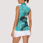 Brisbane Heat Women Sleeveless Polo Shirt Indigenous Dot Art Superhero Batter Tribal Pattern