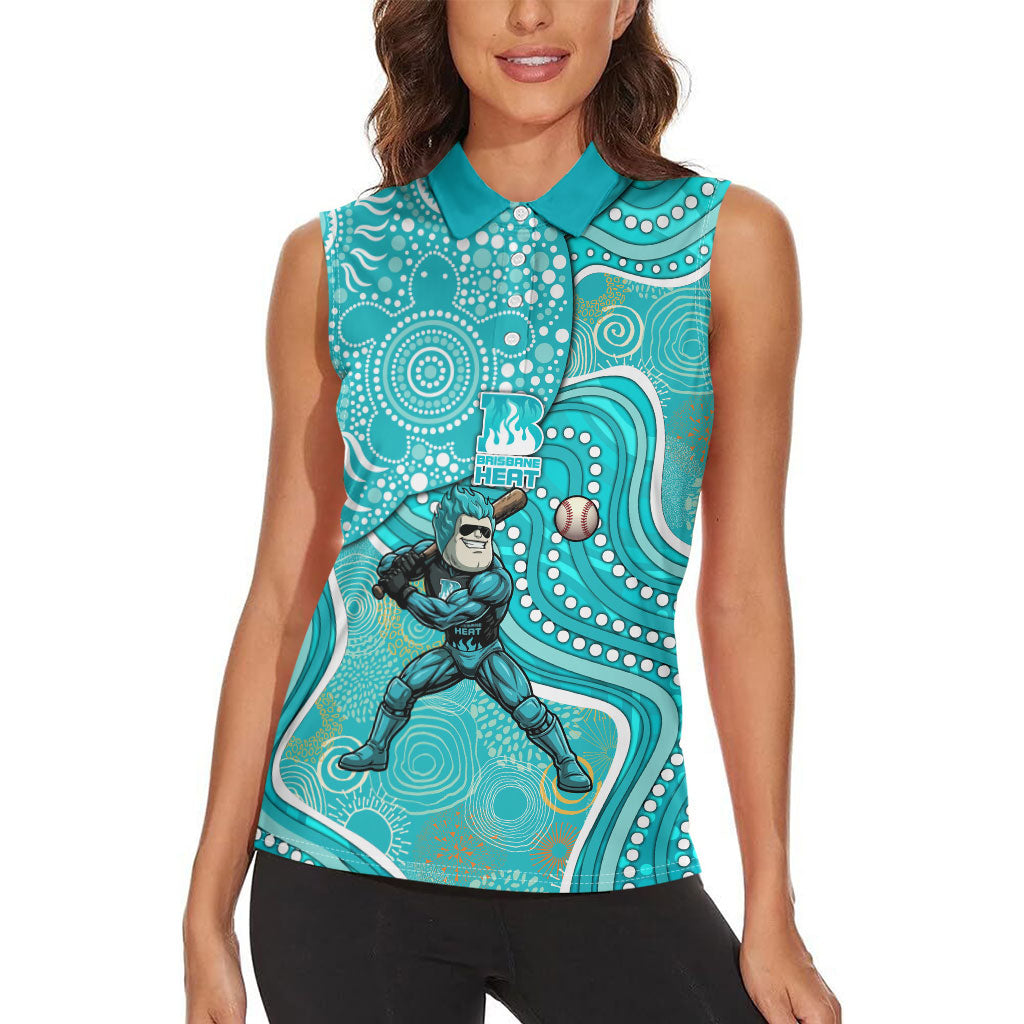 Brisbane Heat Women Sleeveless Polo Shirt Indigenous Dot Art Superhero Batter Tribal Pattern