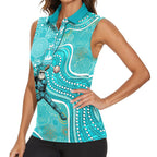 Brisbane Heat Women Sleeveless Polo Shirt Indigenous Dot Art Superhero Batter Tribal Pattern