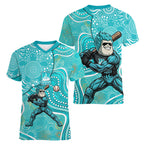 Brisbane Heat Women V-Neck T-Shirt Indigenous Dot Art Superhero Batter Tribal Pattern