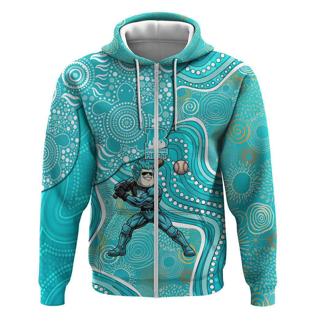 Brisbane Heat Zip Hoodie Indigenous Dot Art Superhero Batter Tribal Pattern