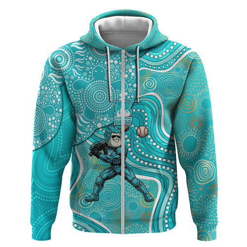 Brisbane Heat Zip Hoodie Indigenous Dot Art Superhero Batter Tribal Pattern