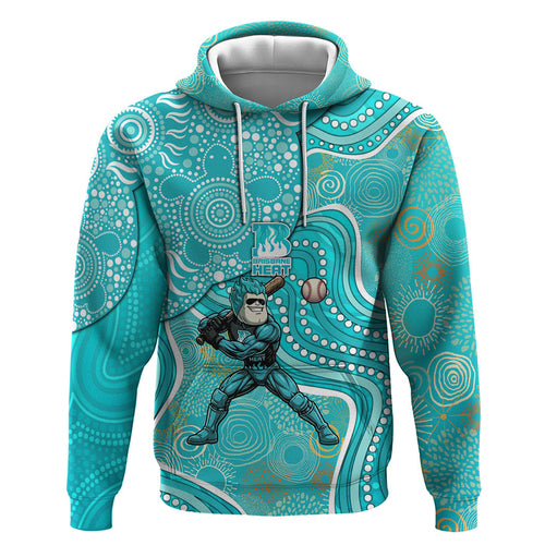 Brisbane Heat Zip Hoodie Indigenous Dot Art Superhero Batter Tribal Pattern