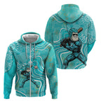 Brisbane Heat Zip Hoodie Indigenous Dot Art Superhero Batter Tribal Pattern