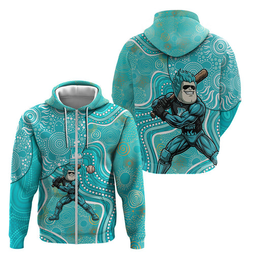 Brisbane Heat Zip Hoodie Indigenous Dot Art Superhero Batter Tribal Pattern