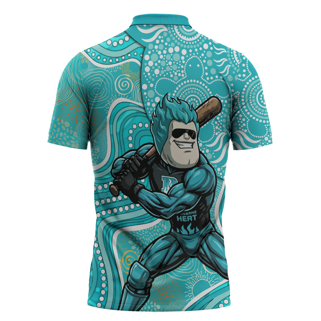 Brisbane Heat Zipper Polo Shirt Indigenous Dot Art Superhero Batter Tribal Pattern