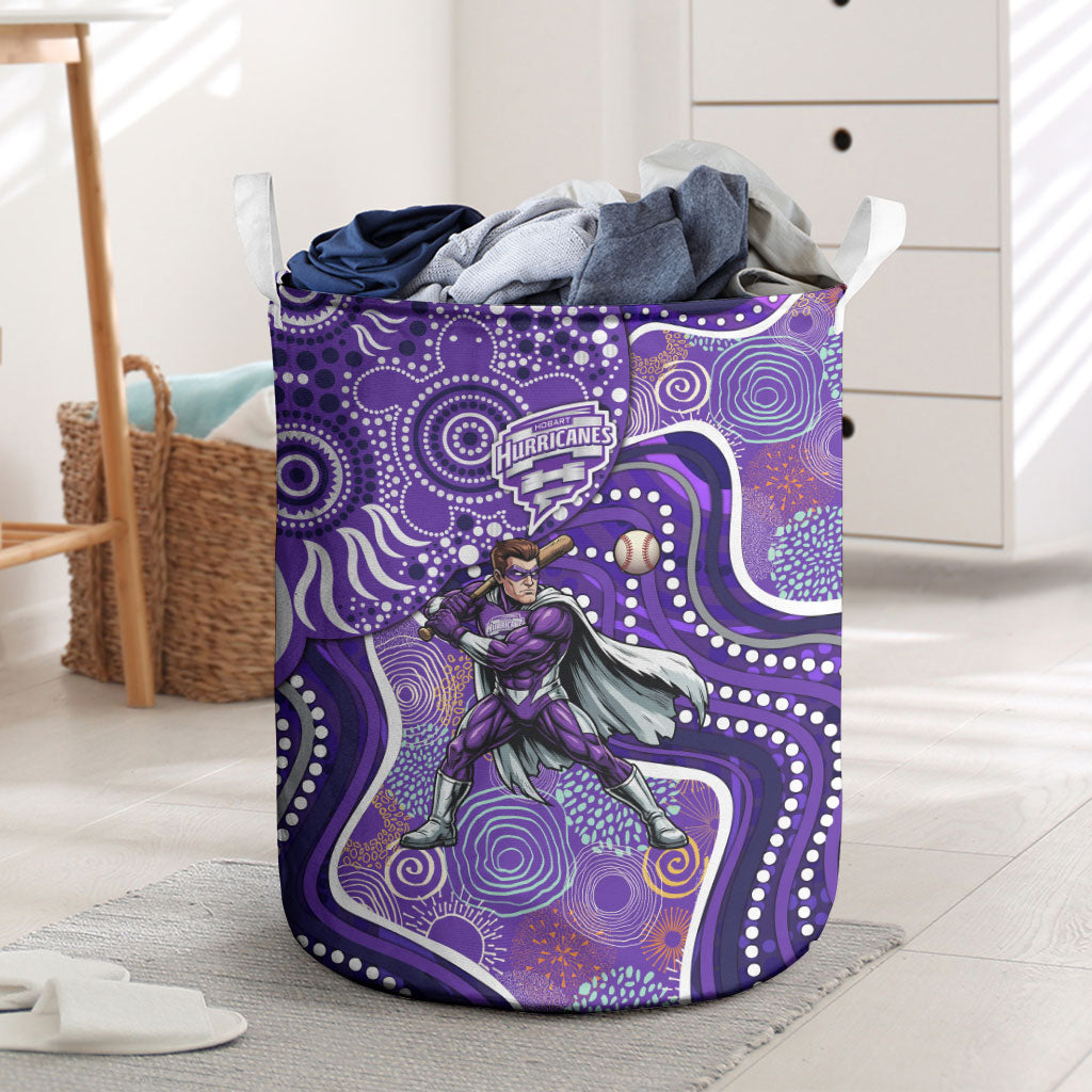 Hobart Hurricanes Laundry Basket Indigenous Dot Art Superhero Batter Tribal Pattern