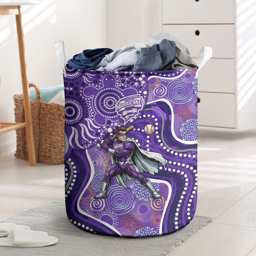 Hobart Hurricanes Laundry Basket Indigenous Dot Art Superhero Batter Tribal Pattern