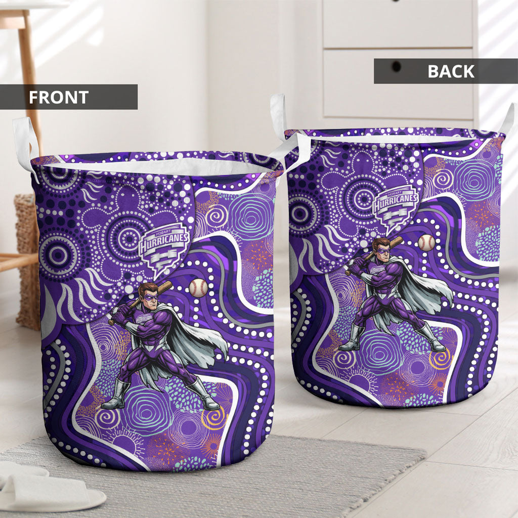 Hobart Hurricanes Laundry Basket Indigenous Dot Art Superhero Batter Tribal Pattern