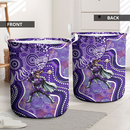 Hobart Hurricanes Laundry Basket Indigenous Dot Art Superhero Batter Tribal Pattern