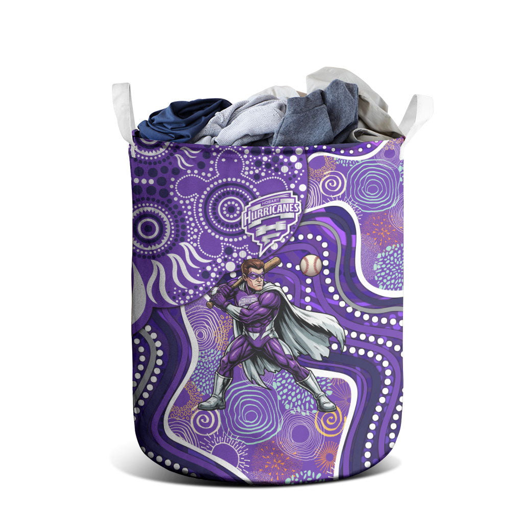 Hobart Hurricanes Laundry Basket Indigenous Dot Art Superhero Batter Tribal Pattern