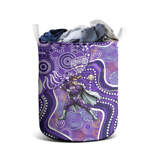 Hobart Hurricanes Laundry Basket Indigenous Dot Art Superhero Batter Tribal Pattern