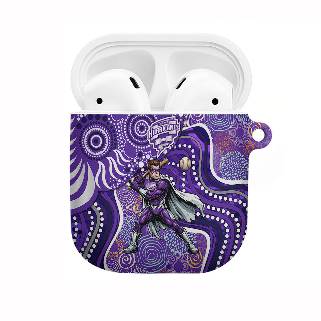 Hobart Hurricanes AirPods Case Indigenous Dot Art Superhero Batter Tribal Pattern