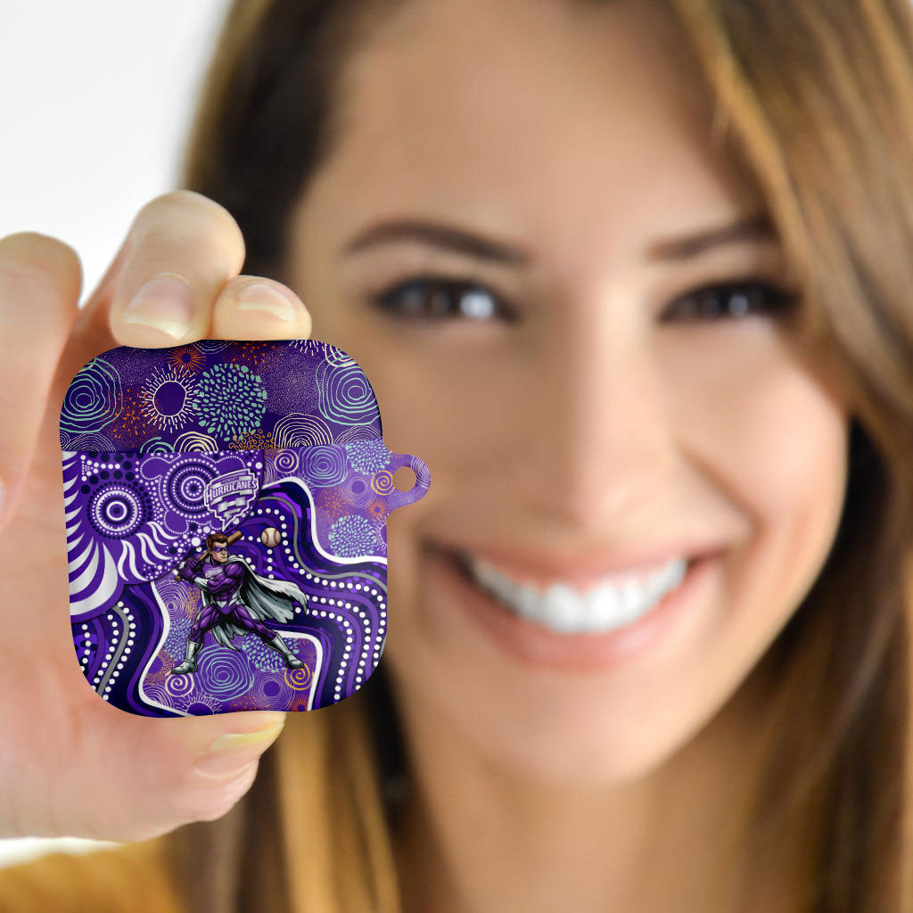 Hobart Hurricanes AirPods Case Indigenous Dot Art Superhero Batter Tribal Pattern