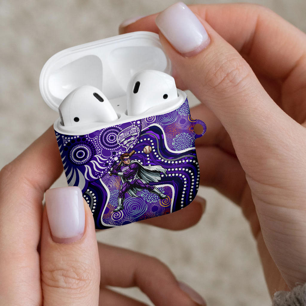 Hobart Hurricanes AirPods Case Indigenous Dot Art Superhero Batter Tribal Pattern