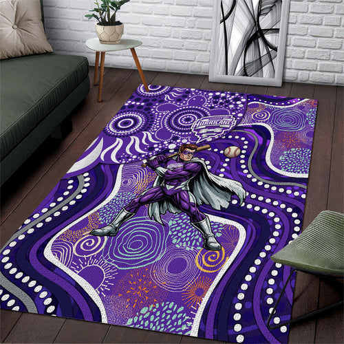 Hobart Hurricanes Area Rug Indigenous Dot Art Superhero Batter Tribal Pattern