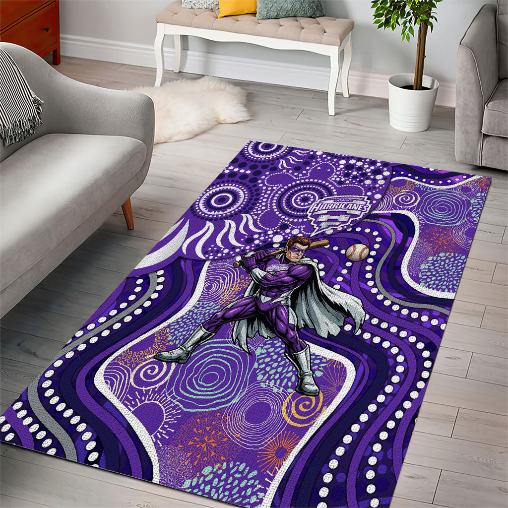Hobart Hurricanes Area Rug Indigenous Dot Art Superhero Batter Tribal Pattern