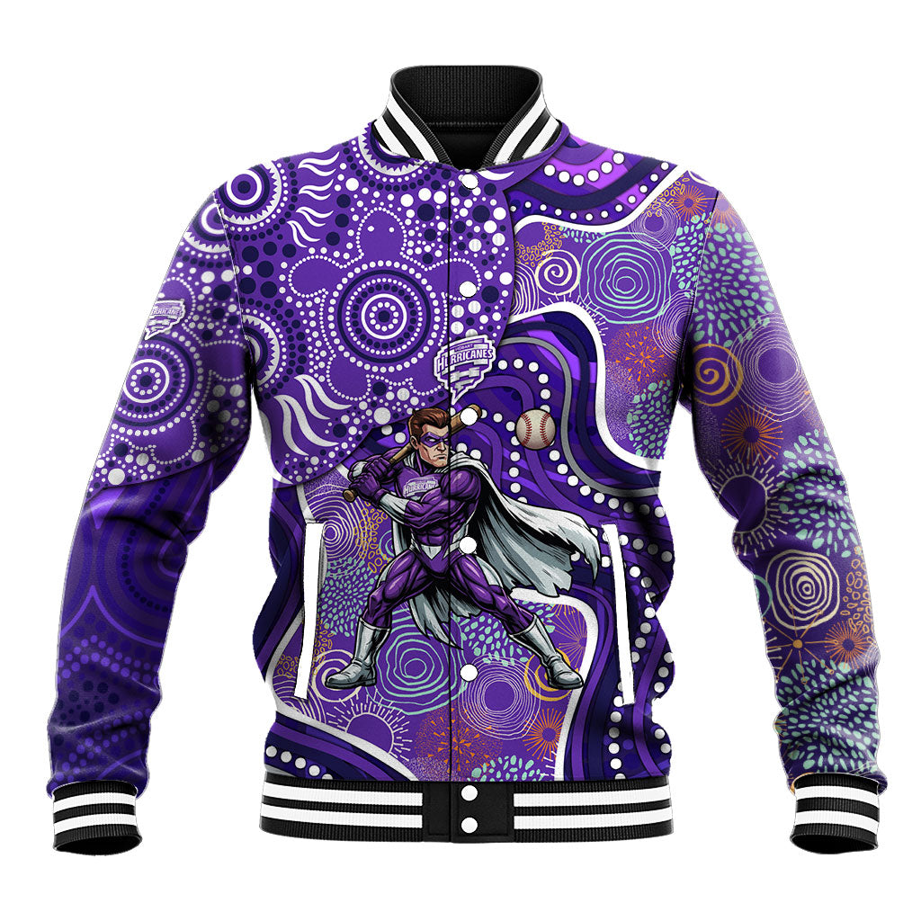 Hobart Hurricanes Baseball Jacket Indigenous Dot Art Superhero Batter Tribal Pattern