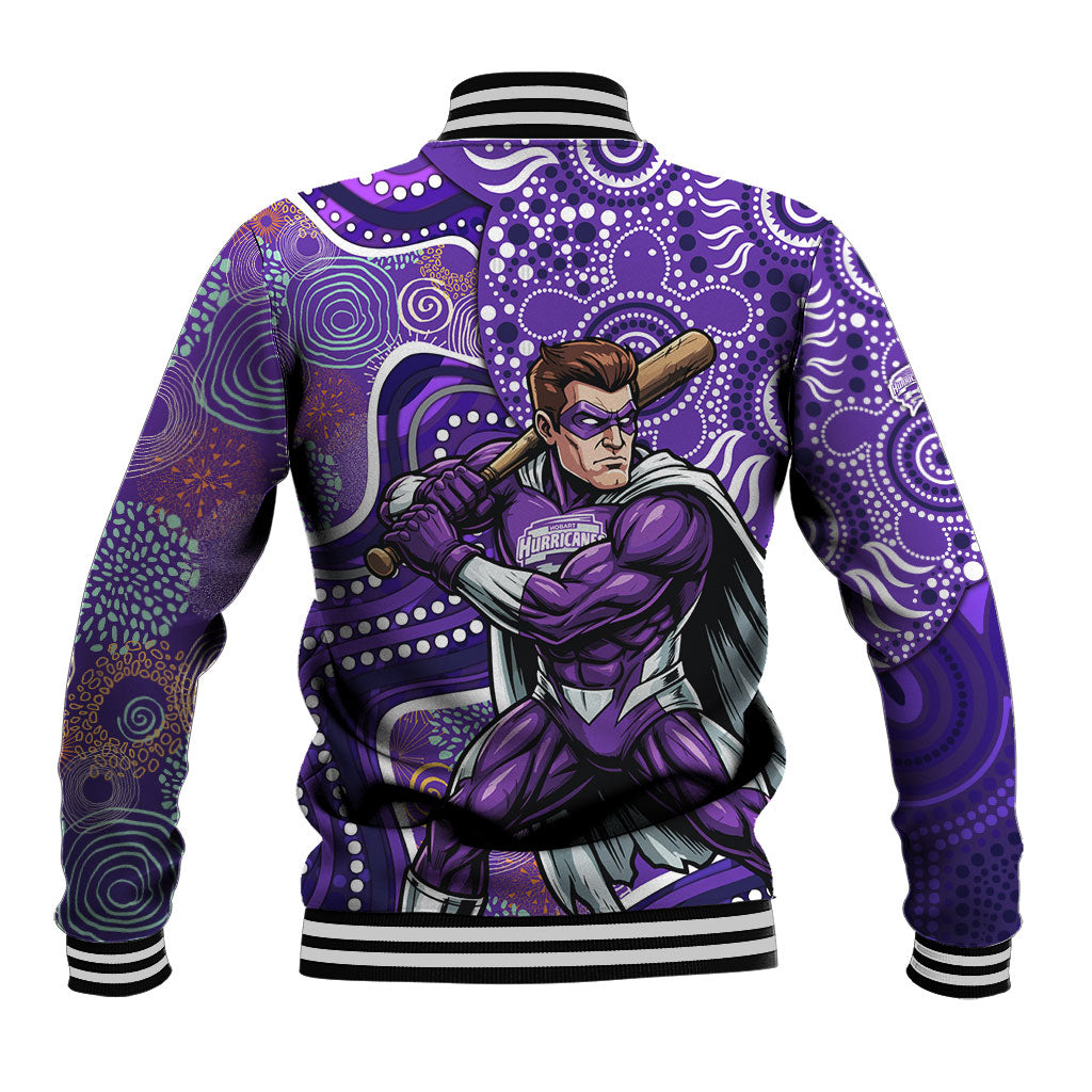 Hobart Hurricanes Baseball Jacket Indigenous Dot Art Superhero Batter Tribal Pattern