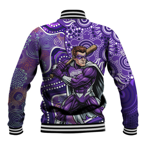 Hobart Hurricanes Baseball Jacket Indigenous Dot Art Superhero Batter Tribal Pattern