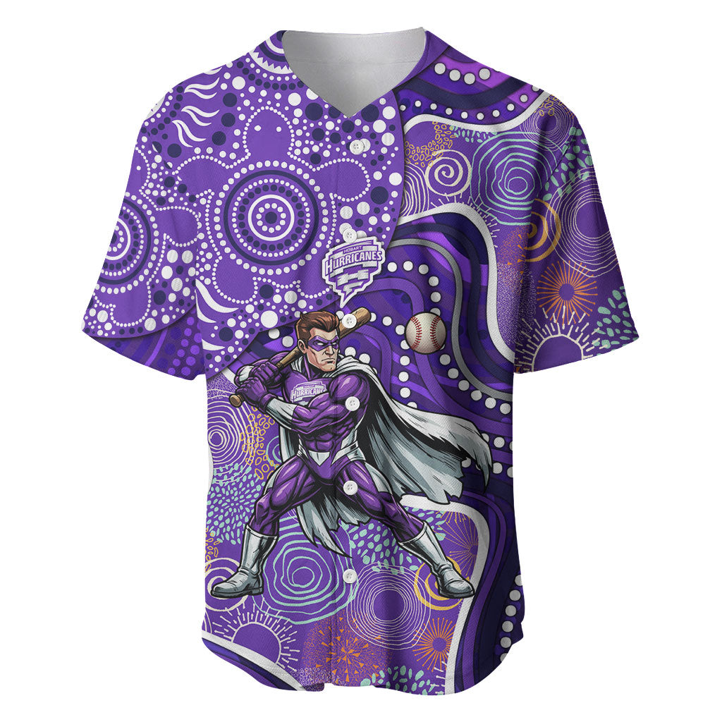 Hobart Hurricanes Baseball Jersey Indigenous Dot Art Superhero Batter Tribal Pattern