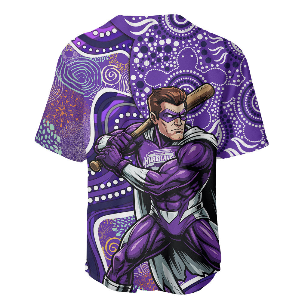 Hobart Hurricanes Baseball Jersey Indigenous Dot Art Superhero Batter Tribal Pattern