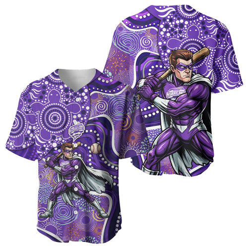 Hobart Hurricanes Baseball Jersey Indigenous Dot Art Superhero Batter Tribal Pattern