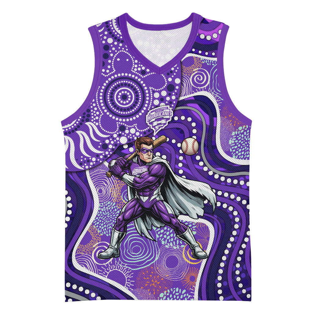 Hobart Hurricanes Basketball Jersey Indigenous Dot Art Superhero Batter Tribal Pattern