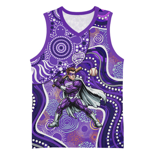 Hobart Hurricanes Basketball Jersey Indigenous Dot Art Superhero Batter Tribal Pattern