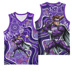 Hobart Hurricanes Basketball Jersey Indigenous Dot Art Superhero Batter Tribal Pattern