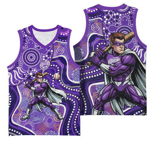 Hobart Hurricanes Basketball Jersey Indigenous Dot Art Superhero Batter Tribal Pattern