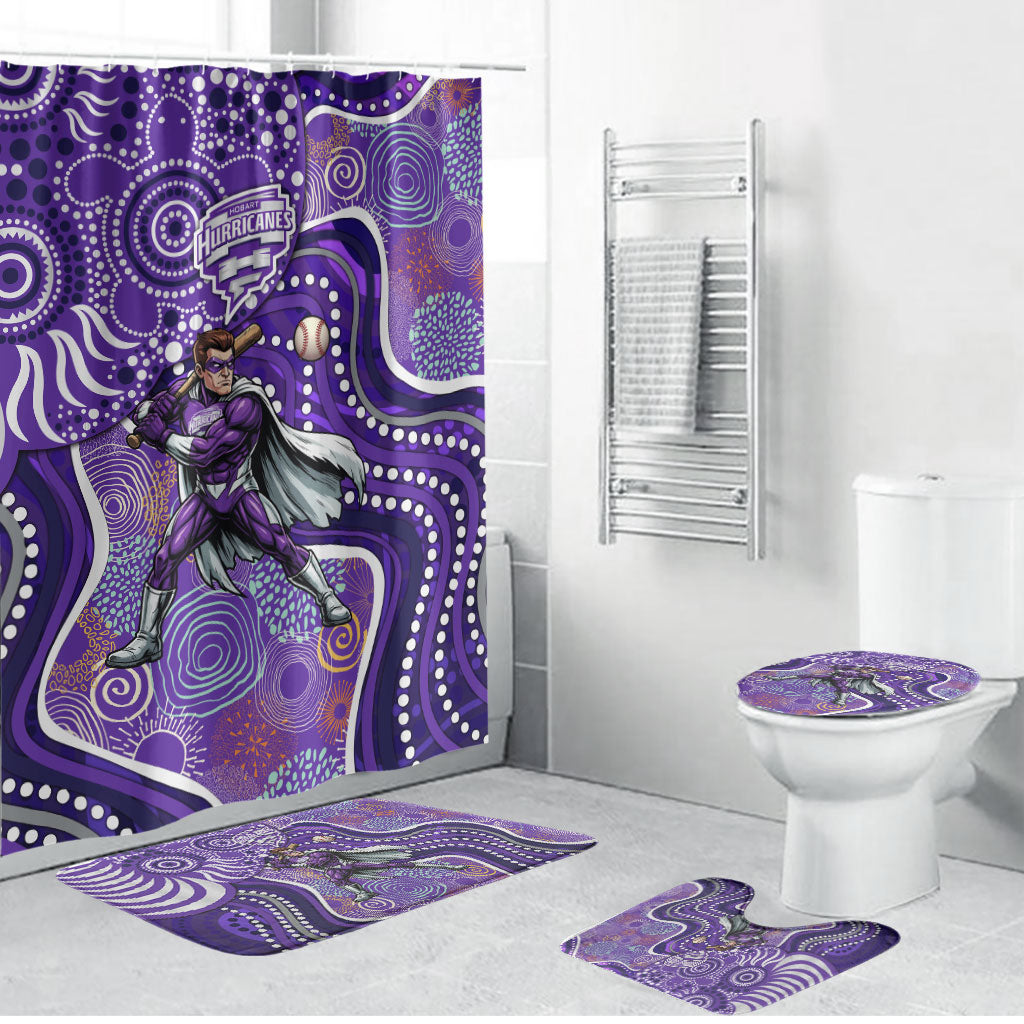 Hobart Hurricanes Bathroom Set Indigenous Dot Art Superhero Batter Tribal Pattern