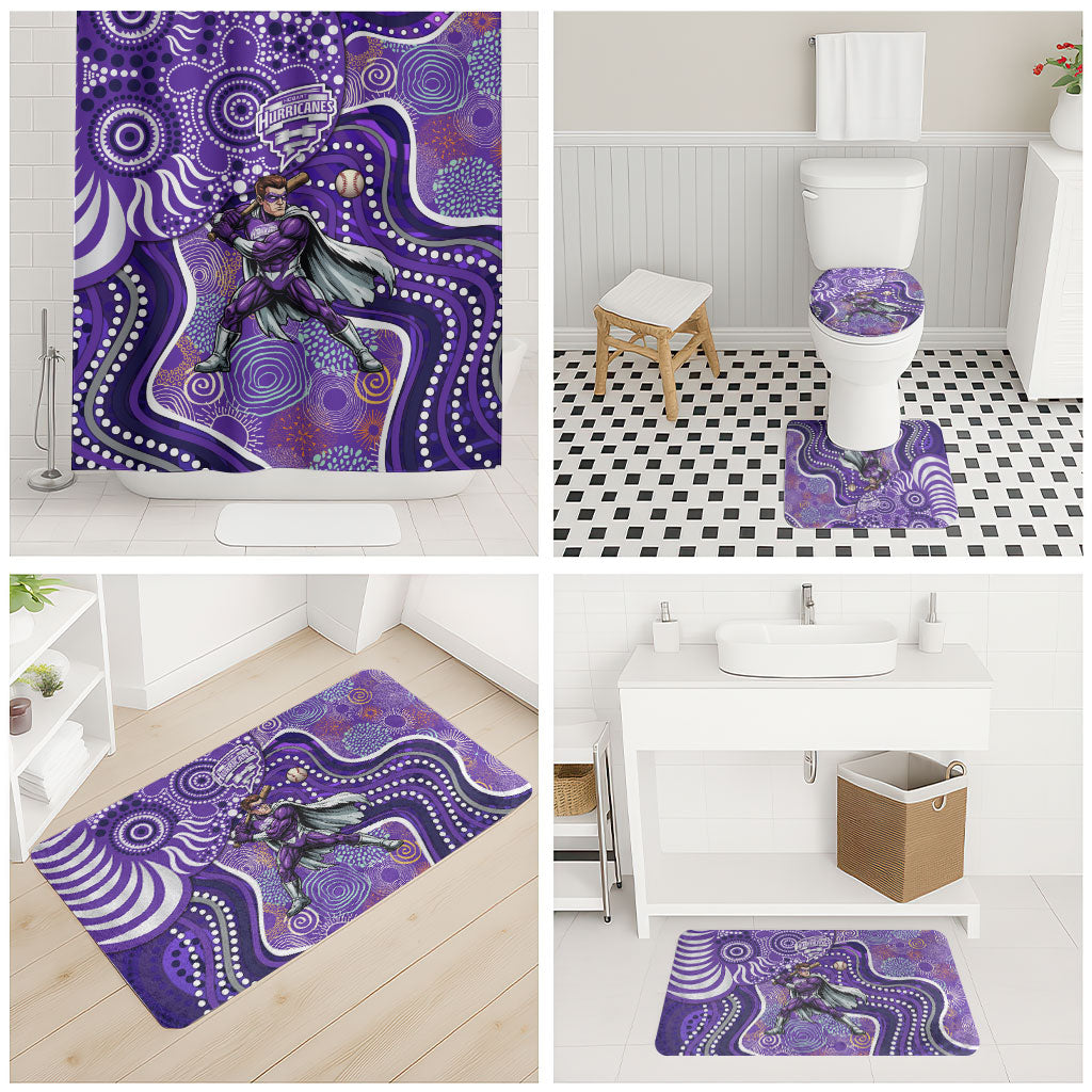 Hobart Hurricanes Bathroom Set Indigenous Dot Art Superhero Batter Tribal Pattern