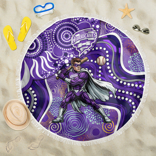 Hobart Hurricanes Beach Blanket Indigenous Dot Art Superhero Batter Tribal Pattern