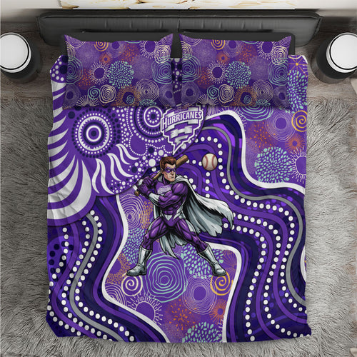 Hobart Hurricanes Bedding Set Indigenous Dot Art Superhero Batter Tribal Pattern
