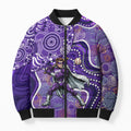 Hobart Hurricanes Bomber Puffer Jacket Indigenous Dot Art Superhero Batter Tribal Pattern