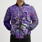 Hobart Hurricanes Bomber Puffer Jacket Indigenous Dot Art Superhero Batter Tribal Pattern