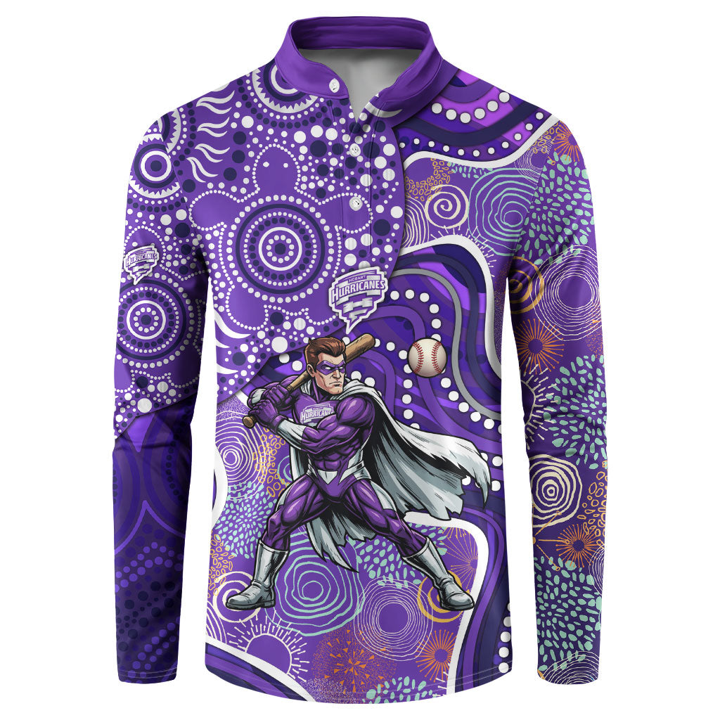 Hobart Hurricanes Button Sweatshirt Indigenous Dot Art Superhero Batter Tribal Pattern