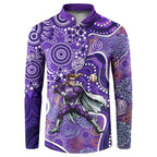 Hobart Hurricanes Button Sweatshirt Indigenous Dot Art Superhero Batter Tribal Pattern
