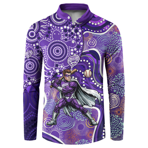 Hobart Hurricanes Button Sweatshirt Indigenous Dot Art Superhero Batter Tribal Pattern