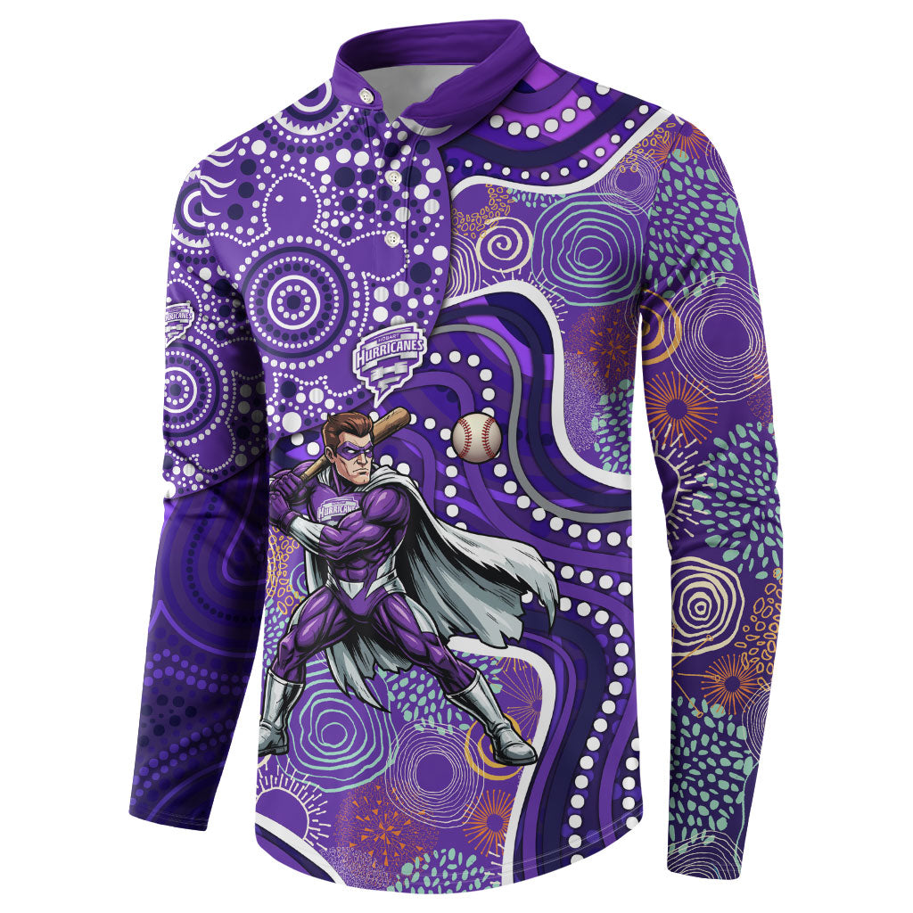 Hobart Hurricanes Button Sweatshirt Indigenous Dot Art Superhero Batter Tribal Pattern