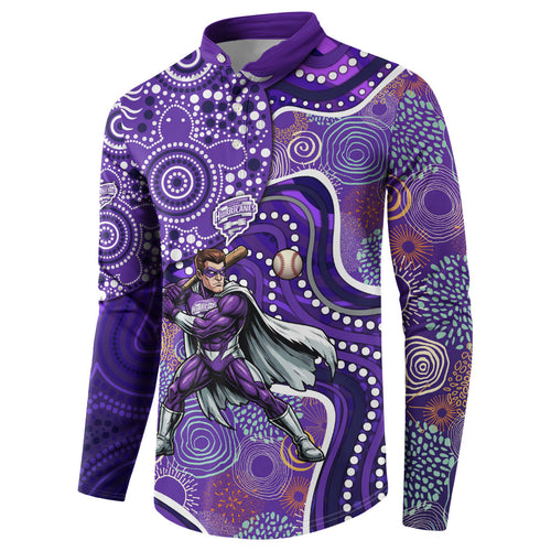 Hobart Hurricanes Button Sweatshirt Indigenous Dot Art Superhero Batter Tribal Pattern