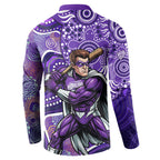 Hobart Hurricanes Button Sweatshirt Indigenous Dot Art Superhero Batter Tribal Pattern
