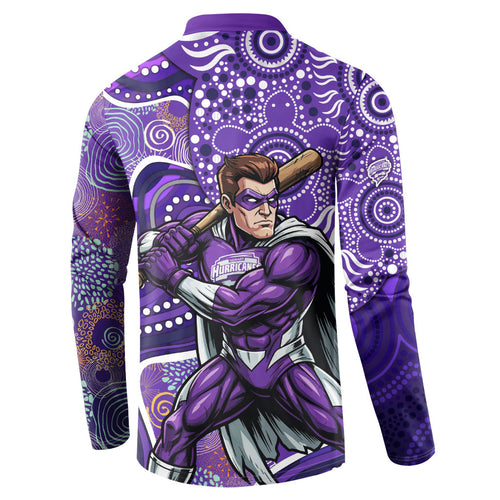 Hobart Hurricanes Button Sweatshirt Indigenous Dot Art Superhero Batter Tribal Pattern