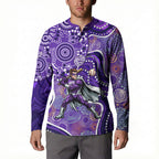 Hobart Hurricanes Button Sweatshirt Indigenous Dot Art Superhero Batter Tribal Pattern